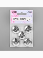 Пуговицы «Хрусталь», 2 прокола, d=25 мм, набор 5 шт., цвет серебряный 10228227 - фото 319912024