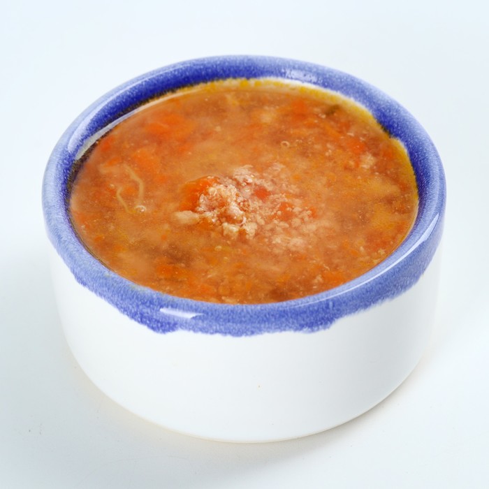 Влажный корм Пушистое счастье Беззерновой суп с курицей, овощами и овсом, для кошек, 80 г.