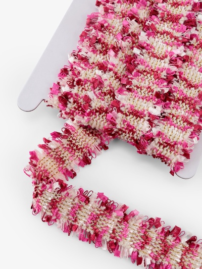 Тесьма декоративная «Твидовая», двусторонняя, 30 мм, 5±0.5 м, фуксия