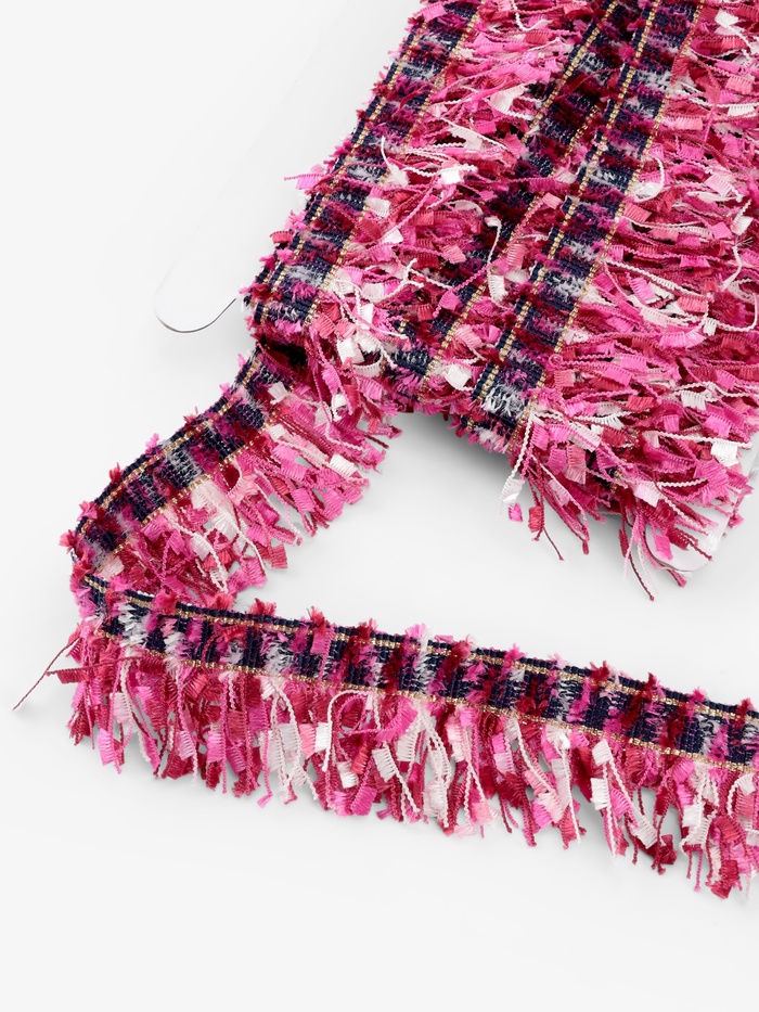 Тесьма декоративная «Твидовая», односторонняя, 35 мм, 5±0.5 м, фуксия - Фото 1