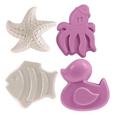 Набор игрушек для песочницы, 7 предметов: грузовик, лопатка, грабли, 4 формочки, голубо-сиреневый