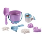 Набор игрушек для песочницы: ведро 1.2 л, лопатка, грабли,4 формочки, лейка 0.2 л, бледно-розовый - Фото 1