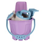 Набор игрушек для песочницы: ведро 1.2 л, лопатка, грабли,4 формочки, лейка 0.2 л, бледно-розовый - Фото 2