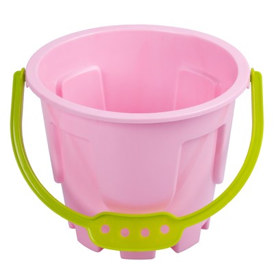 Набор игрушек для песочницы, 8 предметов: ведро 1.2 л, лопатка, грабли, 4 формочки, лейка, розово-салатовый