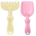 Набор игрушек для песочницы, 8 предметов: ведро 1.2 л, лопатка, грабли, 4 формочки, лейка, розово-салатовый - Фото 5