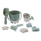 Набор игрушек для песочницы, 8 предметов: ведро 1.2 л, лопатка, грабли, 4 формочки, лейка, бледно-зелёный - Фото 1