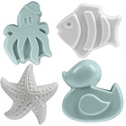 Набор игрушек для песочницы, 8 предметов: ведро 1.2 л, лопатка, грабли, 4 формочки, лейка, бледно-зелёный - Фото 6