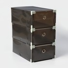 Коробка для хранения обуви выдвижная Доляна Large size, 22×34×13 см, 3 шт, цвет черный - Фото 1