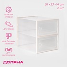 Коробка для хранения обуви с дверцей Доляна Middle size, 24×33×14 см, 2 шт. - Фото 1