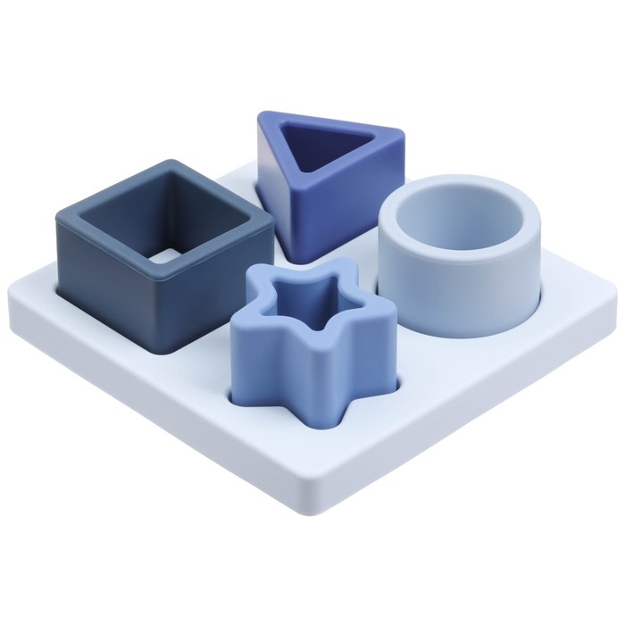 Развивающая игрушка - сортер «Изучаем фигуры», пищевой силикон, цвет голубой, Mum&Baby