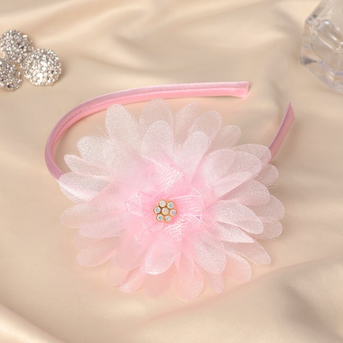 Ободок для волос "Выбражулька" цветок, 0,9 см, розовый - Фото 1