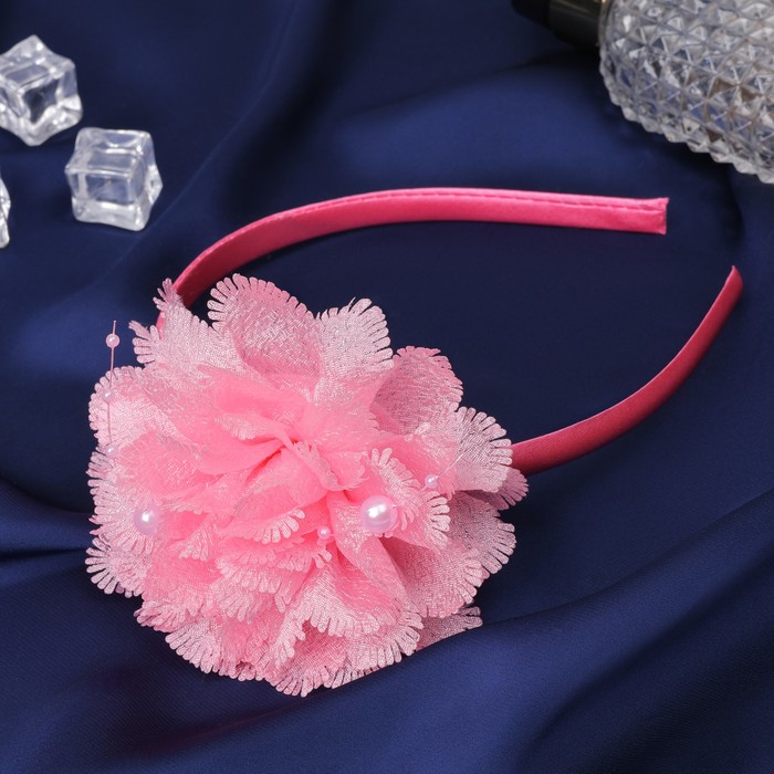 Ободок для волос "Выбражулька" нитка жемчуга, 0,9 см, розовый - Фото 1