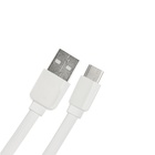 Кабель Type-C - USB, 2.4 А, 1 м, зарядка + передача данных, плоский, пакет, белый - Фото 2