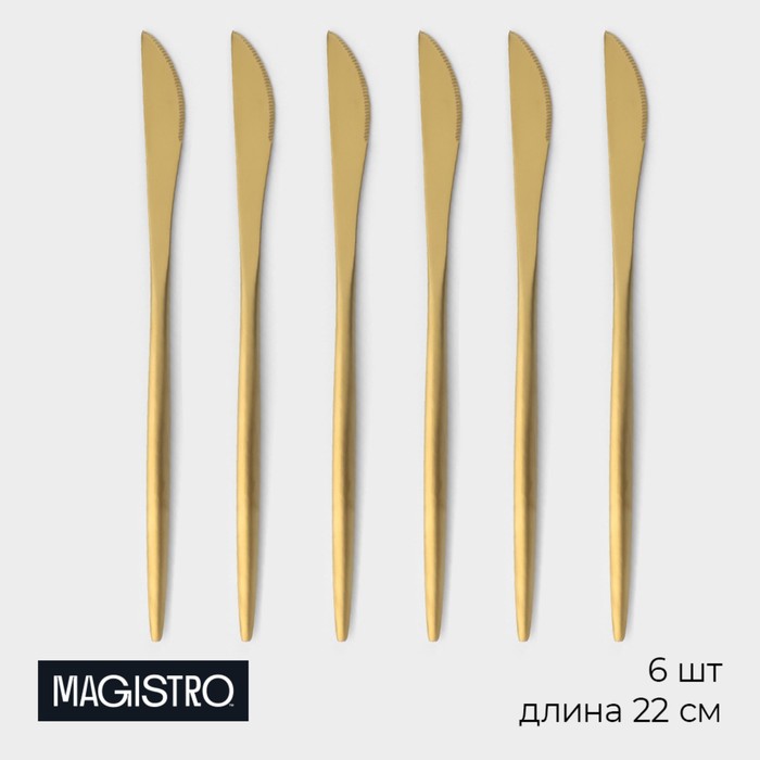 Набор ножей столовых из нержавеющей стали Magistro «Фолк», длина 22 см, 6 шт - фото 1909608906