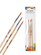 Набор кистей для рисования, синтетика, 3 штуки: № 1, 2, 3, круглые, деревянная ручка, международный размер 10212703