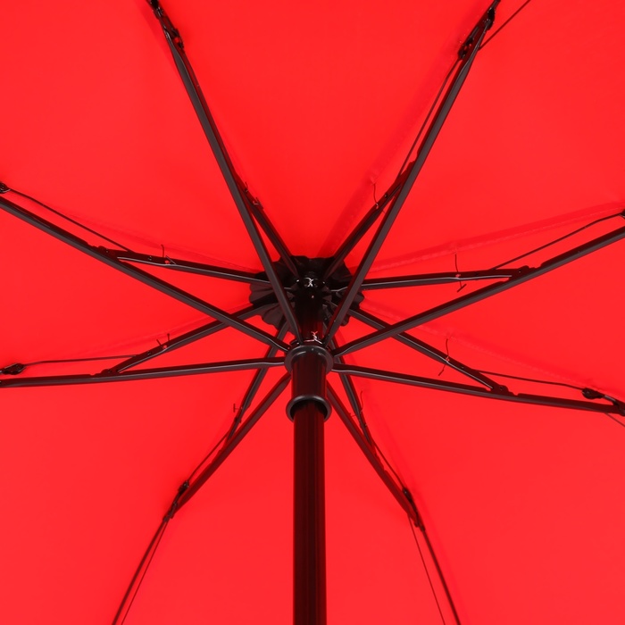 Зонт механический «Однотон», сатин, 4 сложения, 8 спиц, R = 49 см, цвет красный - фото 1906695609