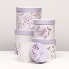 Набор шляпных коробок 5 в 1 «Астры» сиреневый, 22 × 19.5 , 14×13 см - Фото 2