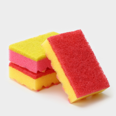 Губка для посуды с чистящим слоем PRIDE, 3 шт., 100×65×30 мм, МИКС