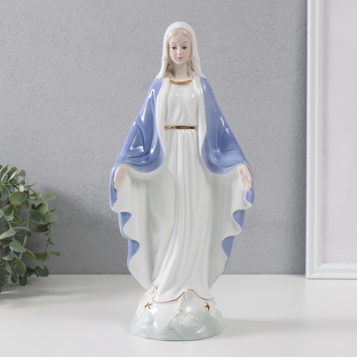 Сувенир керамика "Дева Мария в бело-голубом одеянии" 14х9,5х31 см