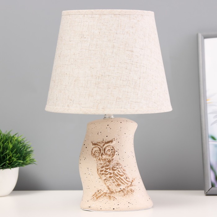 Настольная лампа«Сова» Е14 40 Вт бежевый 20×20×32 см - Фото 1