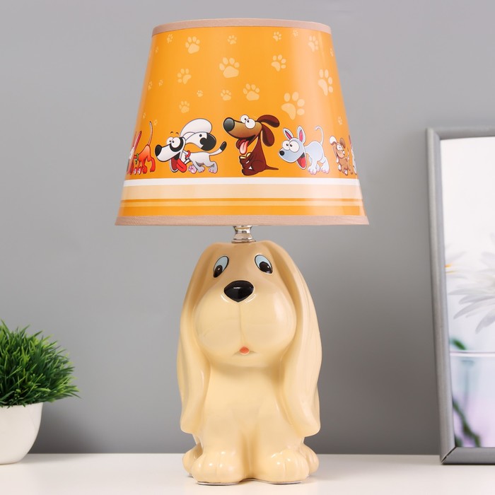 Настольная лампа «Собачка» Е14 40 Вт бежевый 20×20×37 см - Фото 1