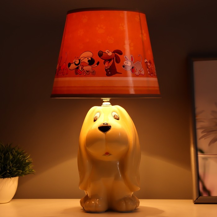 Настольная лампа "Собачка" Е14 40Вт бежевый 20х20х37см - фото 1908141065