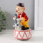 Сувенир керамика музыкальный "Клоун танцует с собачкой на барабане" 8х9,5х16,5 см - Фото 1