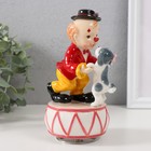 Сувенир керамика музыкальный "Клоун танцует с собачкой на барабане" 8х9,5х16,5 см - Фото 2