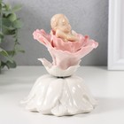 Сувенир музыкальный механический «Малыш спит в распустившемся цветке», керамика, 10.5×10×13 см - Фото 2