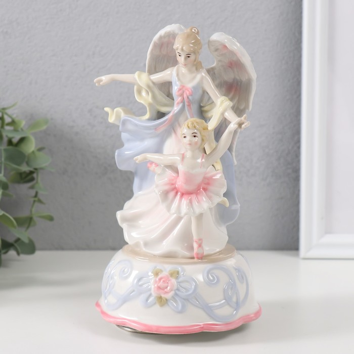 Сувенир керамика музыкальный "Ангел-хранитель и маленькая балерина" 11х12х19 см
