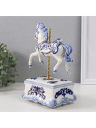 Сувенир музыкальный механический «Фигурка. Карусельная лошадка», керамика, 9.8×13×21.5 см - Фото 4