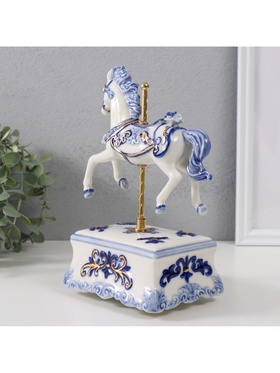 Сувенир музыкальный механический «Фигурка. Карусельная лошадка», керамика, 9.8×13×21.5 см