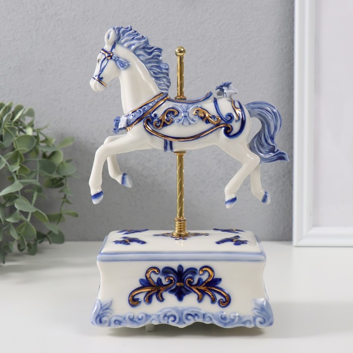 Сувенир керамика музыкальный "Карусельная лошадка" 9,8х13х21,5 см