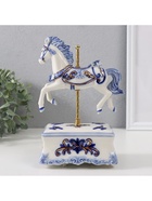 Сувенир музыкальный механический «Фигурка. Карусельная лошадка», керамика, 9.8×13×21.5 см - Фото 5