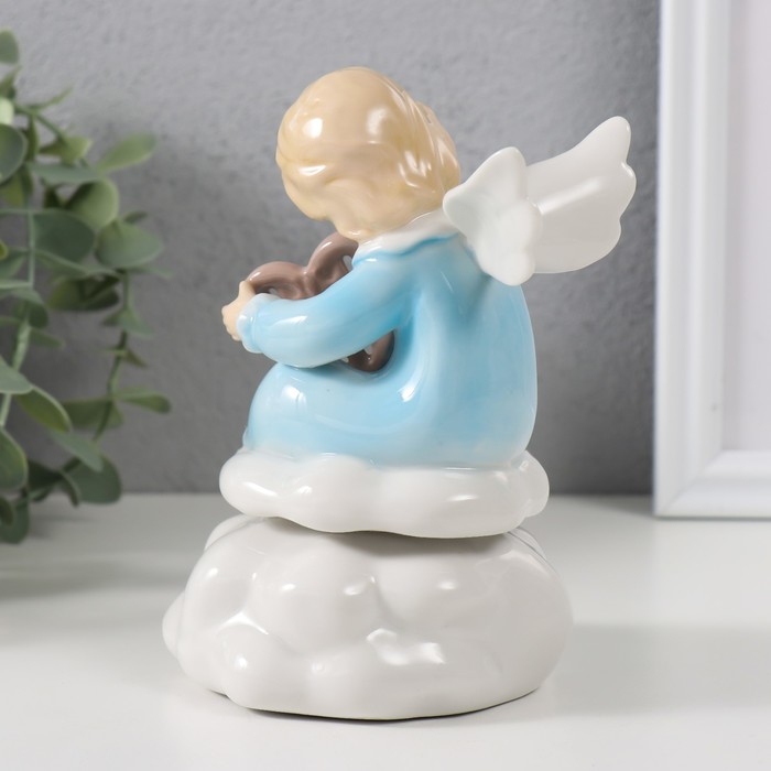 Сувенир керамика музыкальный "Ангел на облаке играет на лире" 9х9,5х14,5 см
