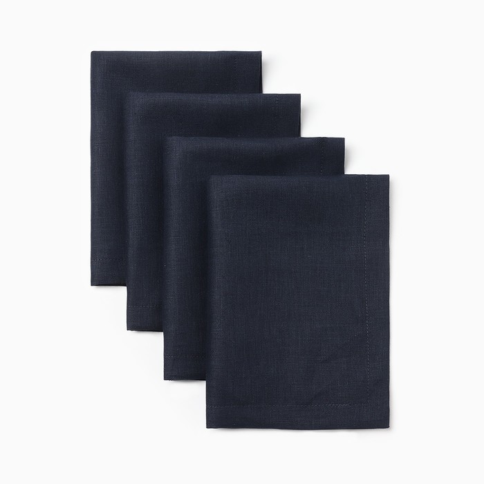Набор салфеток Этель Linen collection 30х40 см - 4 шт,темно-синий, 100% лён 170 г/м2 - Фото 1