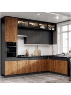 Кухня угловая трёхуровневая в потолок «Престиж», 3000×1800 мм, цвет графит/амазония - Фото 3