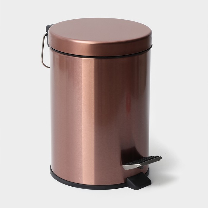 УЦЕНКА Ведро мусорное с педалью Stölz, 3 л, нержавеющая сталь, бронзовое - Фото 1