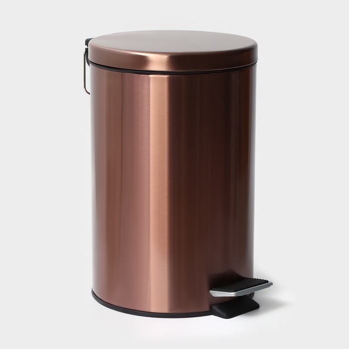 УЦЕНКА Ведро мусорное с педалью Stölz, 12 л, нержавеющая сталь, бронзовое - Фото 1