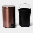 УЦЕНКА Ведро мусорное с педалью Stölz, 12 л, нержавеющая сталь, бронзовое - Фото 7