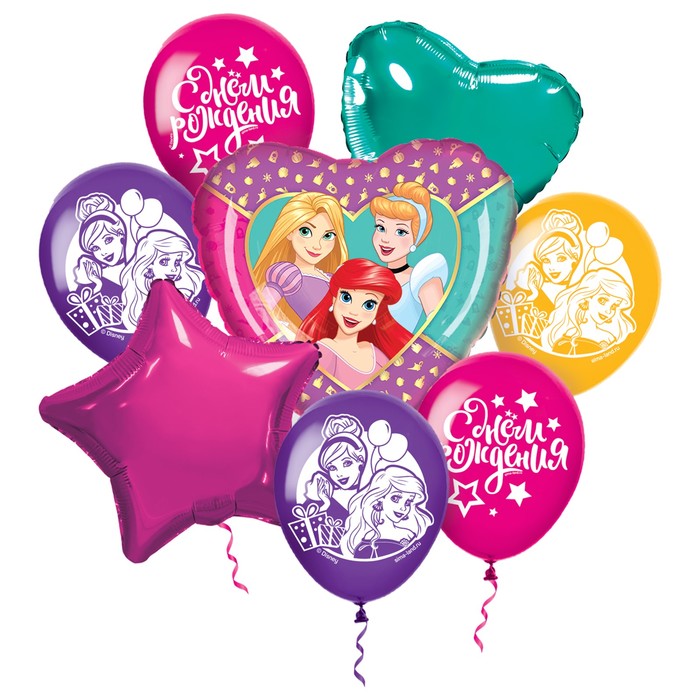 Набор воздушных шаров  "С Днем рождения!", Принцессы - Фото 1