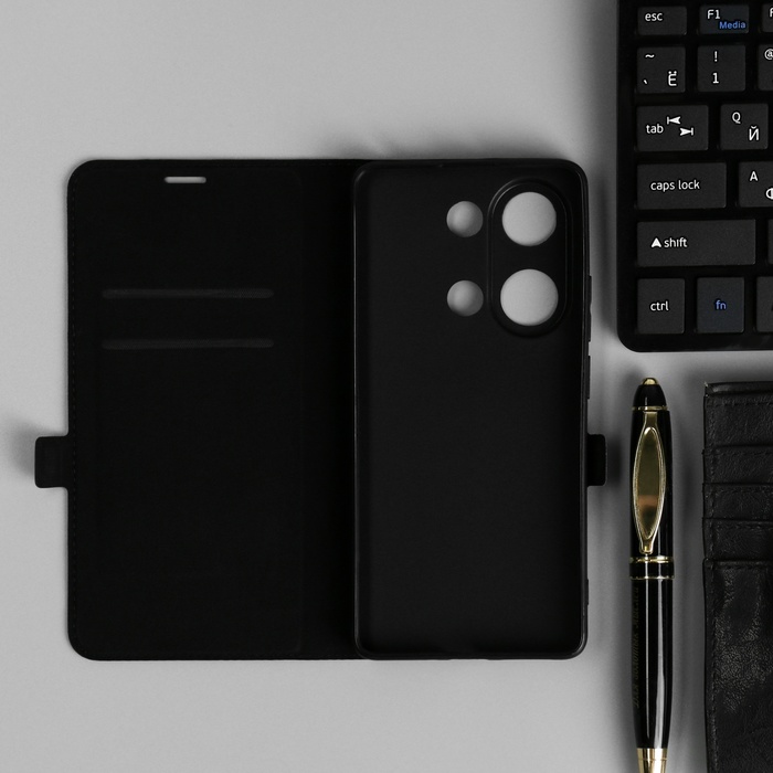 Чехол BoraSCO Book Case для Xiaomi Redmi Note 13 Pro 4G, черный