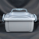 Бокс для хранения швейных принадлежностей, с крышкой, 28,5 × 19,5 × 15,5 см, цвет серый/прозрачный - фото 23993741