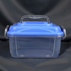 Бокс для хранения швейных принадлежностей, с крышкой, 28,5 × 19,5 × 15,5 см, цвет прозрачный/синий - фото 9659699