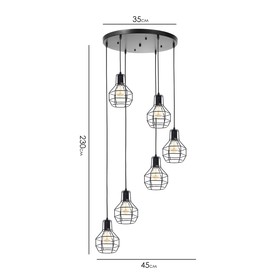 Светильник-каскад "Ортико" 6хЕ27 40Вт черный 45х45х230 см