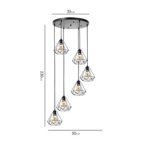 Светильник-каскад "Адри" 6хЕ27 40Вт черный 50х50х230 см