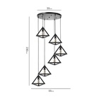 Светильник-каскад «Треугольник» 6хЕ27 40 Вт черный 55×55×230 см - Фото 8