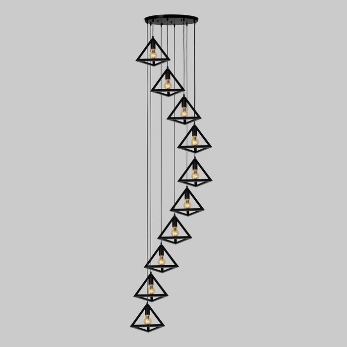Светильник-каскад "Треугольник" 10хЕ27 40Вт черный 70х70х350 см