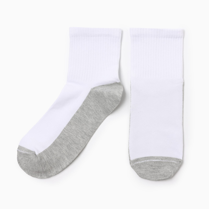 Носки женские укороченные, цвет белый/серый, р-р 25 - Фото 1