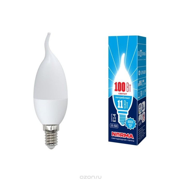 Лампа светодиодная Uniel, E14, 11 Вт, свечение белое - Фото 1